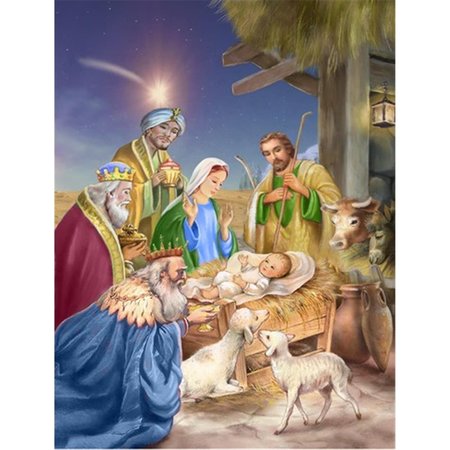 PATIOPLUS Christmas Nativity with Wise Men Flag Canvas House Size PA895145